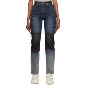 DRAE SSENSE Distressed Frayed High Rise Straight Reconstructed Jeans 27